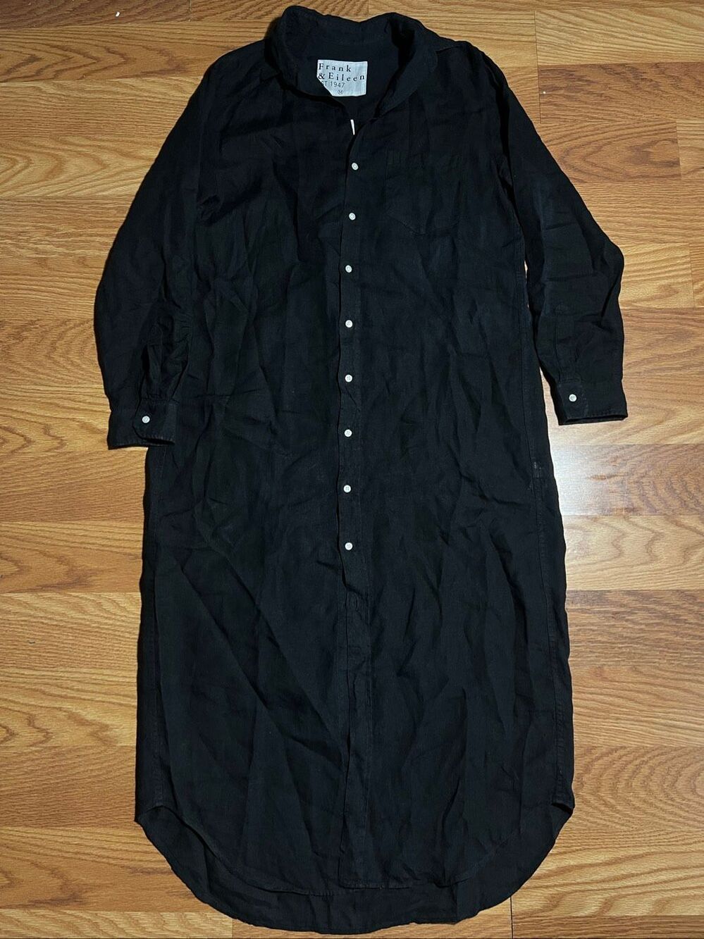 Frank & Eileen Women’s Rory Black Linen Shirt Dress Medium